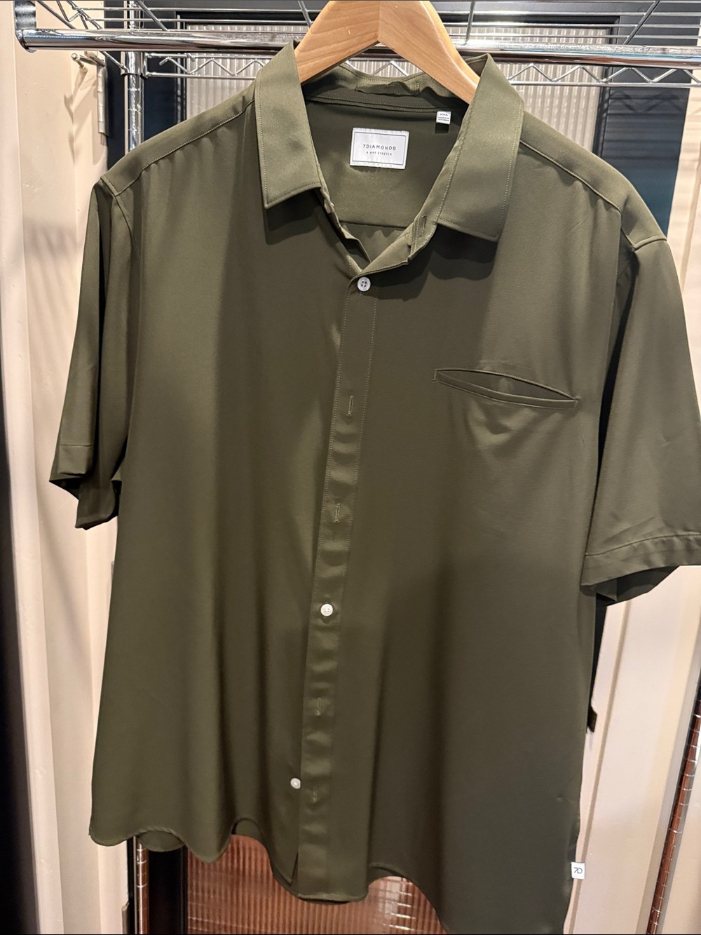 7Diamonds 4-Way Stretch Olive Green Short-Sleeve Shirt Men’s XXL
